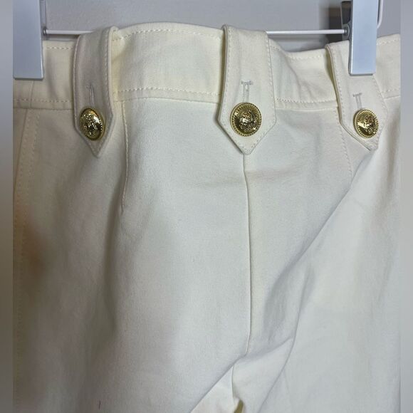 $365 Derek Lam 10 Crosby white gold button flare pants New - Picture 7 of 11